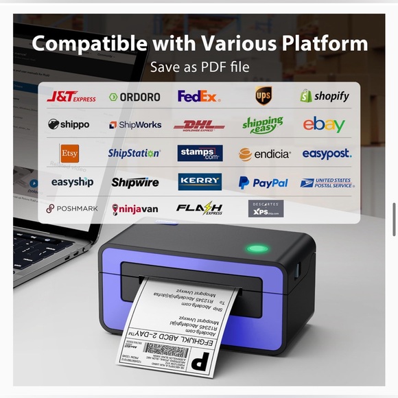 POLONO Label Printer 150mm/s 4x6 Thermal Label Printer PL60 - Purple - Picture 9 of 13